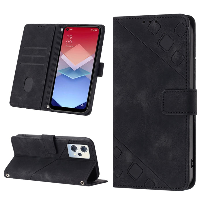 Estuche para teléfono de cuero en relieve con tacto de piel, For OPPO Reno6 5G, For OPPO A9 2020 / A5 2020 / A11X, For OPPO A16 / A54S, For OPPO A16K, For OPPO A57 5G 2022 / Realme V23 / Narzo 50 5G / A77 5G / K10 5G Global / A57 4G / V23i             ...