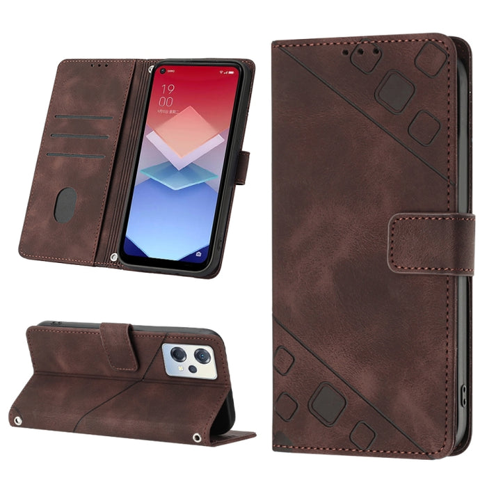 Estuche para teléfono de cuero en relieve con tacto de piel, For OPPO Reno6 5G, For OPPO A9 2020 / A5 2020 / A11X, For OPPO A16 / A54S, For OPPO A16K, For OPPO A57 5G 2022 / Realme V23 / Narzo 50 5G / A77 5G / K10 5G Global / A57 4G / V23i             ...