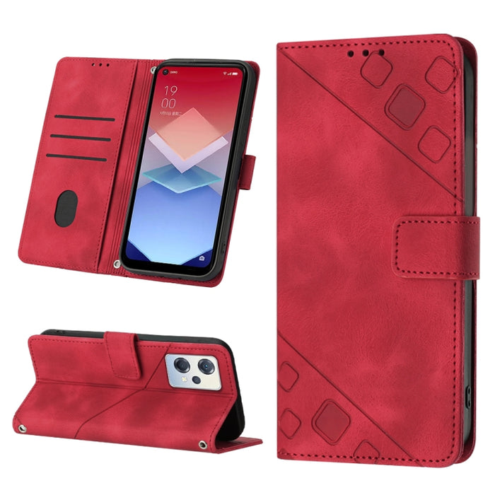 Estuche para teléfono de cuero en relieve con tacto de piel, For OPPO Reno6 5G, For OPPO A9 2020 / A5 2020 / A11X, For OPPO A16 / A54S, For OPPO A16K, For OPPO A57 5G 2022 / Realme V23 / Narzo 50 5G / A77 5G / K10 5G Global / A57 4G / V23i             ...