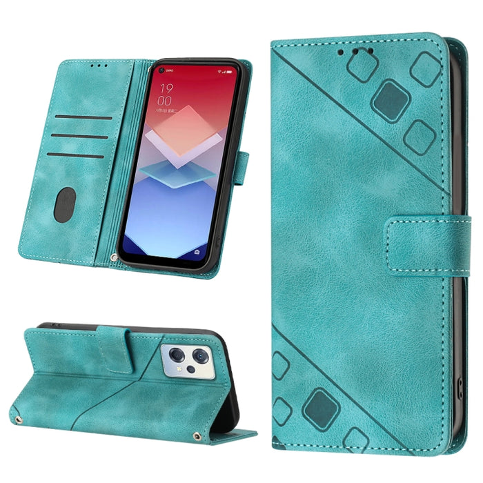 Estuche para teléfono de cuero en relieve con tacto de piel, For OPPO Reno6 5G, For OPPO A9 2020 / A5 2020 / A11X, For OPPO A16 / A54S, For OPPO A16K, For OPPO A57 5G 2022 / Realme V23 / Narzo 50 5G / A77 5G / K10 5G Global / A57 4G / V23i             ...
