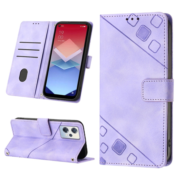 Estuche para teléfono de cuero en relieve con tacto de piel, For OPPO Reno6 5G, For OPPO A9 2020 / A5 2020 / A11X, For OPPO A16 / A54S, For OPPO A16K, For OPPO A57 5G 2022 / Realme V23 / Narzo 50 5G / A77 5G / K10 5G Global / A57 4G / V23i             ...