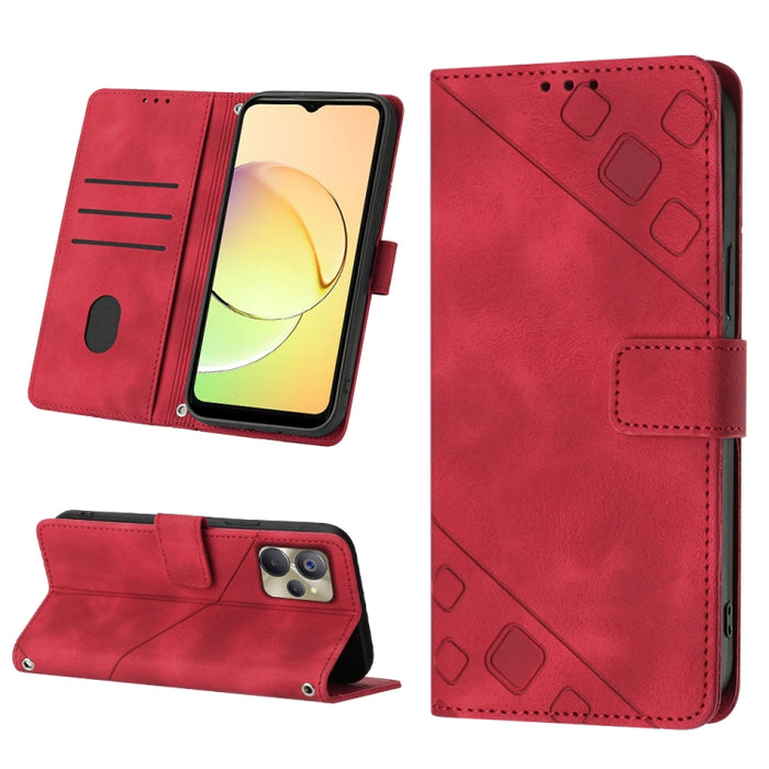 Estuche para teléfono de cuero en relieve con tacto de piel, For OPPO Reno6 5G, For OPPO A9 2020 / A5 2020 / A11X, For OPPO A16 / A54S, For OPPO A16K, For OPPO A57 5G 2022 / Realme V23 / Narzo 50 5G / A77 5G / K10 5G Global / A57 4G / V23i             ...