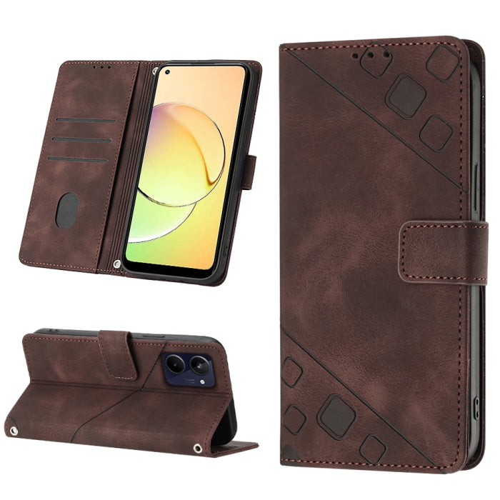 Estuche para teléfono de cuero en relieve con tacto de piel, For OPPO Reno6 5G, For OPPO A9 2020 / A5 2020 / A11X, For OPPO A16 / A54S, For OPPO A16K, For OPPO A57 5G 2022 / Realme V23 / Narzo 50 5G / A77 5G / K10 5G Global / A57 4G / V23i             ...