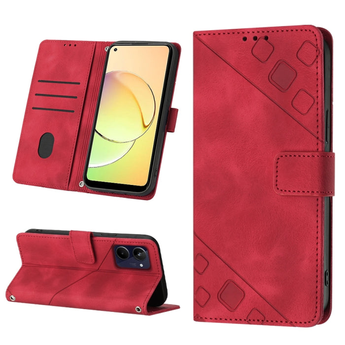 Estuche para teléfono de cuero en relieve con tacto de piel, For OPPO Reno6 5G, For OPPO A9 2020 / A5 2020 / A11X, For OPPO A16 / A54S, For OPPO A16K, For OPPO A57 5G 2022 / Realme V23 / Narzo 50 5G / A77 5G / K10 5G Global / A57 4G / V23i             ...