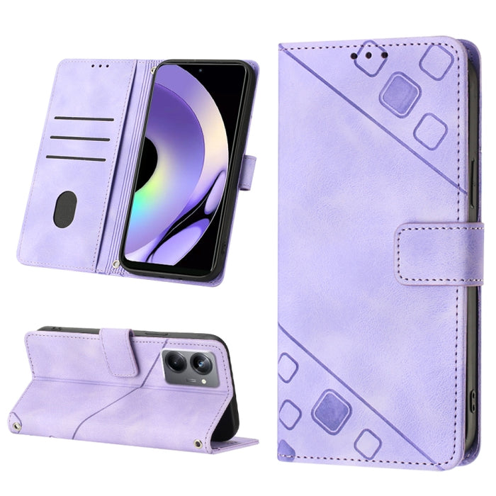 Estuche para teléfono de cuero en relieve con tacto de piel, For OPPO Reno6 5G, For OPPO A9 2020 / A5 2020 / A11X, For OPPO A16 / A54S, For OPPO A16K, For OPPO A57 5G 2022 / Realme V23 / Narzo 50 5G / A77 5G / K10 5G Global / A57 4G / V23i             ...