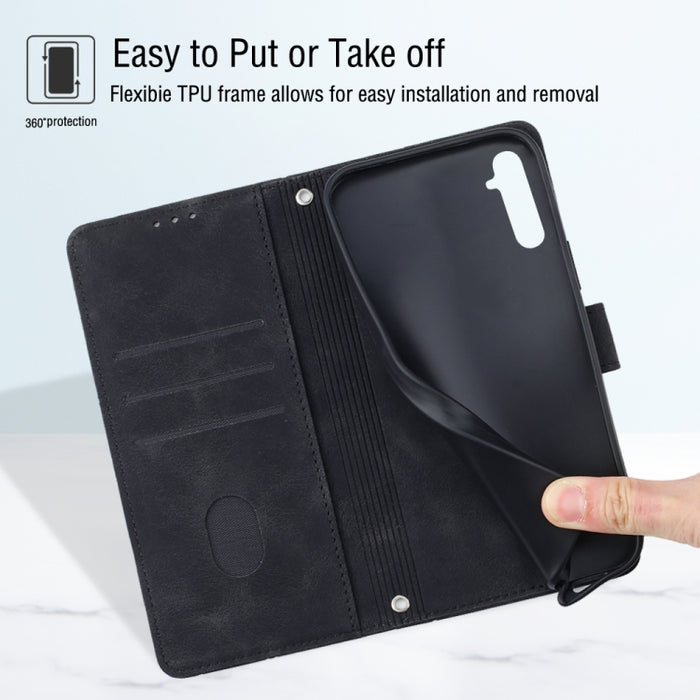 Estuche para teléfono de cuero en relieve con tacto de piel, For Realme 6, For Realme 6 Pro, For OPPO Reno5 A, For OPPO Reno9 Pro+, For OPPO Reno4, For OPPO Reno5 4G / Reno5 5G, For OPPO Reno6 4G, For OPPO Reno8 T 5G/A1 Pro 5G Global                   ...