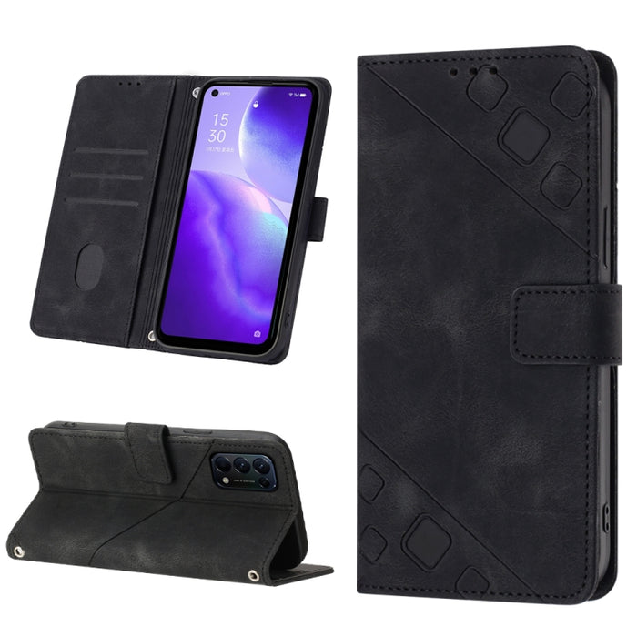 Estuche para teléfono de cuero en relieve con tacto de piel, For Realme 6, For Realme 6 Pro, For OPPO Reno5 A, For OPPO Reno9 Pro+, For OPPO Reno4, For OPPO Reno5 4G / Reno5 5G, For OPPO Reno6 4G, For OPPO Reno8 T 5G/A1 Pro 5G Global                   ...