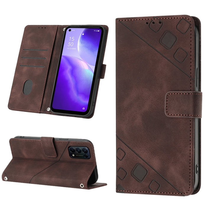 Estuche para teléfono de cuero en relieve con tacto de piel, For Realme 6, For Realme 6 Pro, For OPPO Reno5 A, For OPPO Reno9 Pro+, For OPPO Reno4, For OPPO Reno5 4G / Reno5 5G, For OPPO Reno6 4G, For OPPO Reno8 T 5G/A1 Pro 5G Global                   ...