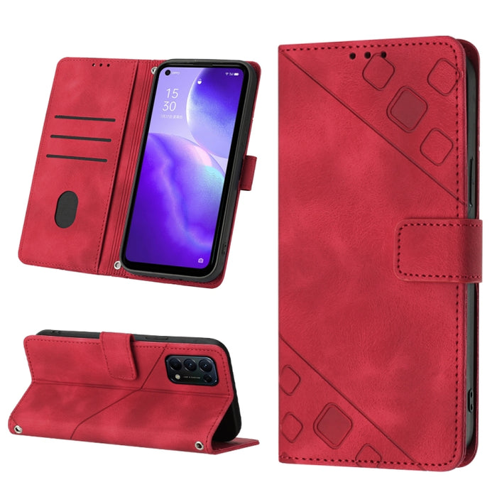 Estuche para teléfono de cuero en relieve con tacto de piel, For Realme 6, For Realme 6 Pro, For OPPO Reno5 A, For OPPO Reno9 Pro+, For OPPO Reno4, For OPPO Reno5 4G / Reno5 5G, For OPPO Reno6 4G, For OPPO Reno8 T 5G/A1 Pro 5G Global                   ...