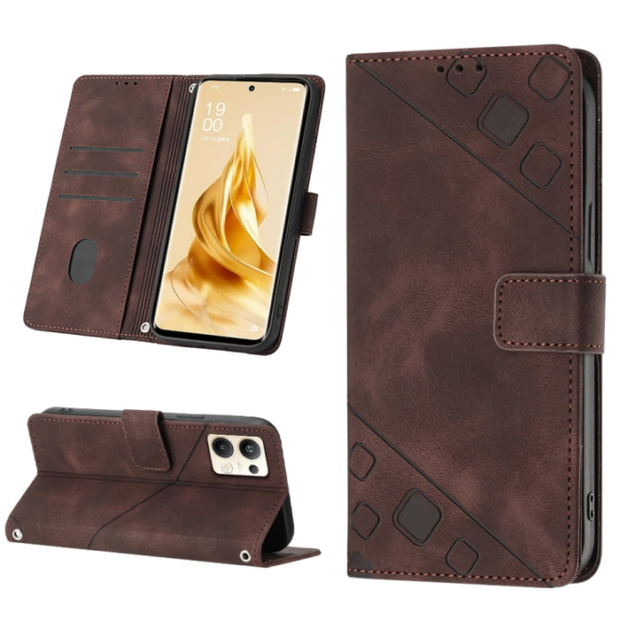 Estuche para teléfono de cuero en relieve con tacto de piel, For Realme 6, For Realme 6 Pro, For OPPO Reno5 A, For OPPO Reno9 Pro+, For OPPO Reno4, For OPPO Reno5 4G / Reno5 5G, For OPPO Reno6 4G, For OPPO Reno8 T 5G/A1 Pro 5G Global                   ...