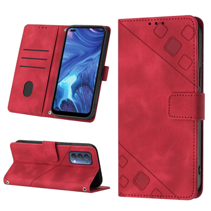 Estuche para teléfono de cuero en relieve con tacto de piel, For Realme 6, For Realme 6 Pro, For OPPO Reno5 A, For OPPO Reno9 Pro+, For OPPO Reno4, For OPPO Reno5 4G / Reno5 5G, For OPPO Reno6 4G, For OPPO Reno8 T 5G/A1 Pro 5G Global                   ...