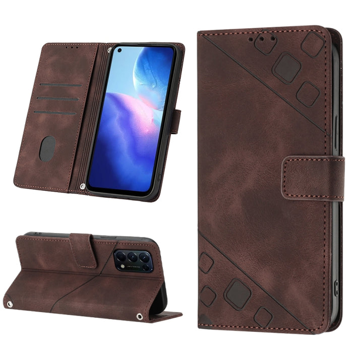 Estuche para teléfono de cuero en relieve con tacto de piel, For Realme 6, For Realme 6 Pro, For OPPO Reno5 A, For OPPO Reno9 Pro+, For OPPO Reno4, For OPPO Reno5 4G / Reno5 5G, For OPPO Reno6 4G, For OPPO Reno8 T 5G/A1 Pro 5G Global                   ...