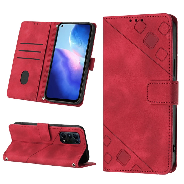 Estuche para teléfono de cuero en relieve con tacto de piel, For Realme 6, For Realme 6 Pro, For OPPO Reno5 A, For OPPO Reno9 Pro+, For OPPO Reno4, For OPPO Reno5 4G / Reno5 5G, For OPPO Reno6 4G, For OPPO Reno8 T 5G/A1 Pro 5G Global                   ...