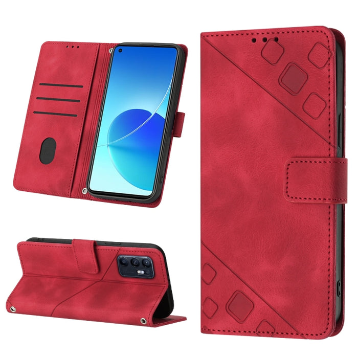 Estuche para teléfono de cuero en relieve con tacto de piel, For Realme 6, For Realme 6 Pro, For OPPO Reno5 A, For OPPO Reno9 Pro+, For OPPO Reno4, For OPPO Reno5 4G / Reno5 5G, For OPPO Reno6 4G, For OPPO Reno8 T 5G/A1 Pro 5G Global                   ...