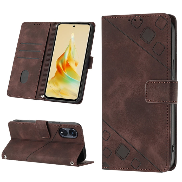 Estuche para teléfono de cuero en relieve con tacto de piel, For Realme 6, For Realme 6 Pro, For OPPO Reno5 A, For OPPO Reno9 Pro+, For OPPO Reno4, For OPPO Reno5 4G / Reno5 5G, For OPPO Reno6 4G, For OPPO Reno8 T 5G/A1 Pro 5G Global                   ...