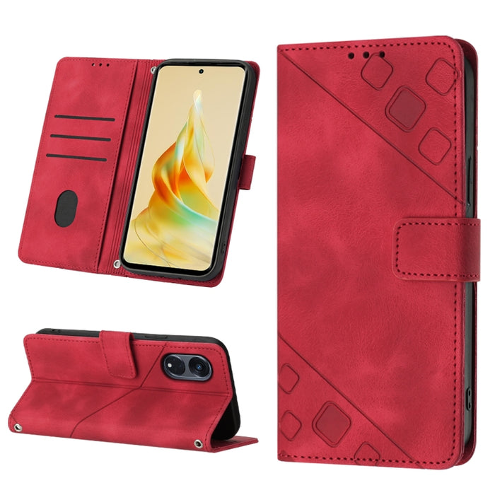 Estuche para teléfono de cuero en relieve con tacto de piel, For Realme 6, For Realme 6 Pro, For OPPO Reno5 A, For OPPO Reno9 Pro+, For OPPO Reno4, For OPPO Reno5 4G / Reno5 5G, For OPPO Reno6 4G, For OPPO Reno8 T 5G/A1 Pro 5G Global                   ...