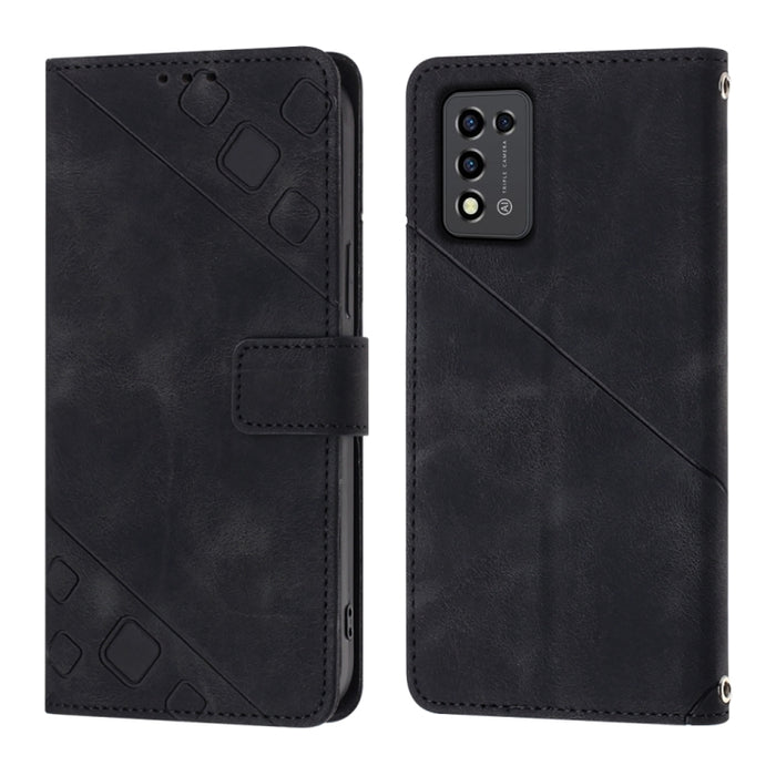 Estuche para teléfono de cuero en relieve con tacto de piel, For ZTE Libero 5G III