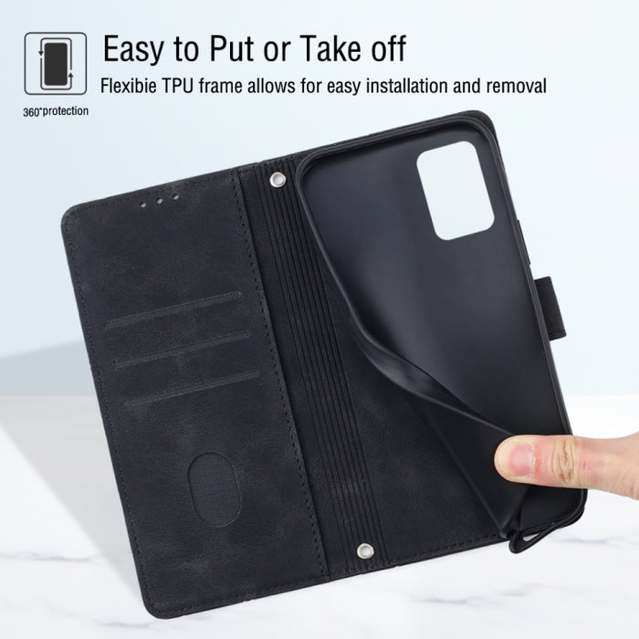 Estuche para teléfono de cuero en relieve con tacto de piel, For ZTE Libero 5G III