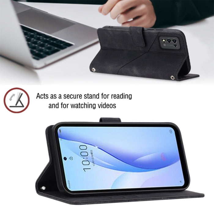 Estuche para teléfono de cuero en relieve con tacto de piel, For ZTE Libero 5G III
