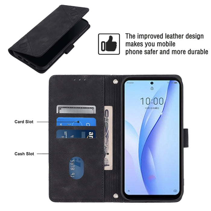 Estuche para teléfono de cuero en relieve con tacto de piel, For ZTE Libero 5G III