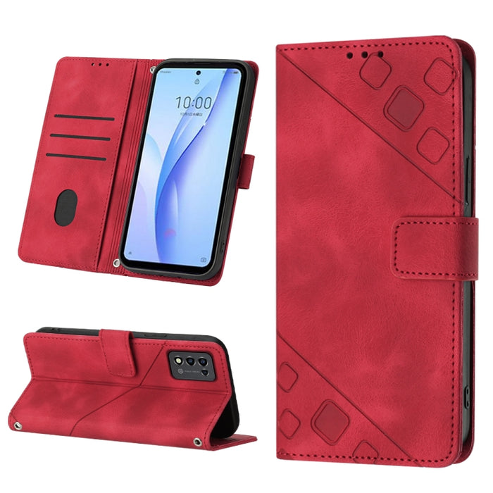 Estuche para teléfono de cuero en relieve con tacto de piel, For ZTE Libero 5G III