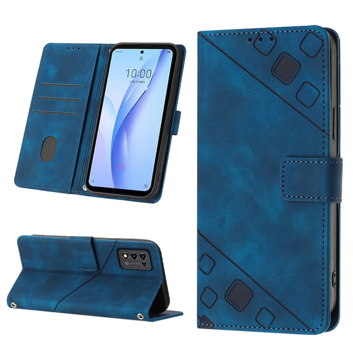Estuche para teléfono de cuero en relieve con tacto de piel, For ZTE Libero 5G III