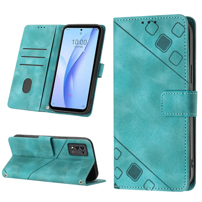 Estuche para teléfono de cuero en relieve con tacto de piel, For ZTE Libero 5G III