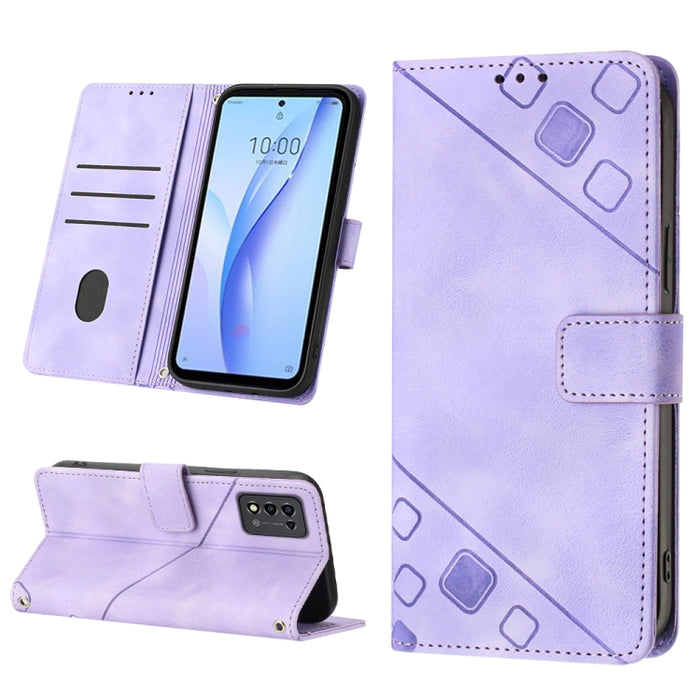 Estuche para teléfono de cuero en relieve con tacto de piel, For ZTE Libero 5G III