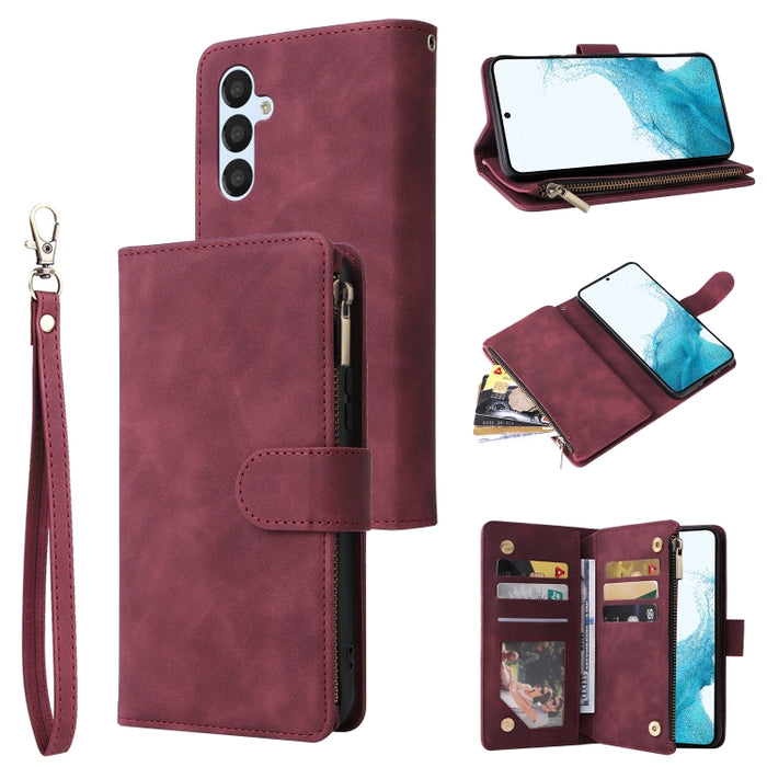 Estuche multifuncional de cuero para teléfono con billetera para múltiples tarjetas, For Samsung Galaxy A34 5G, For Samsung Galaxy A54 5G, For Xiaomi Redmi Note 12 5G, For Xiaomi Redmi Note 12 Pro 5G, For Xiaomi Redmi Note 12 Pro+ 5G                   ...