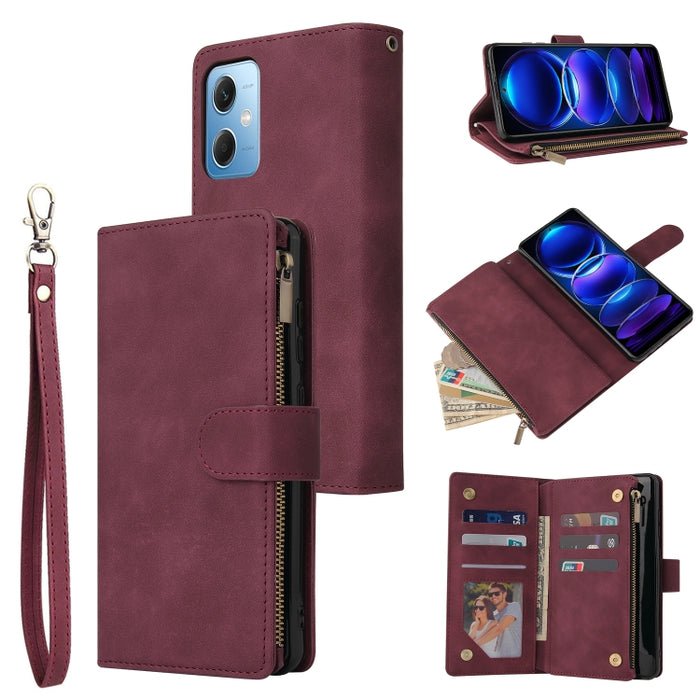 Estuche multifuncional de cuero para teléfono con billetera para múltiples tarjetas, For Samsung Galaxy A34 5G, For Samsung Galaxy A54 5G, For Xiaomi Redmi Note 12 5G, For Xiaomi Redmi Note 12 Pro 5G, For Xiaomi Redmi Note 12 Pro+ 5G                   ...