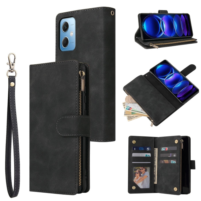 Estuche multifuncional de cuero para teléfono con billetera para múltiples tarjetas, For Samsung Galaxy A34 5G, For Samsung Galaxy A54 5G, For Xiaomi Redmi Note 12 5G, For Xiaomi Redmi Note 12 Pro 5G, For Xiaomi Redmi Note 12 Pro+ 5G                   ...