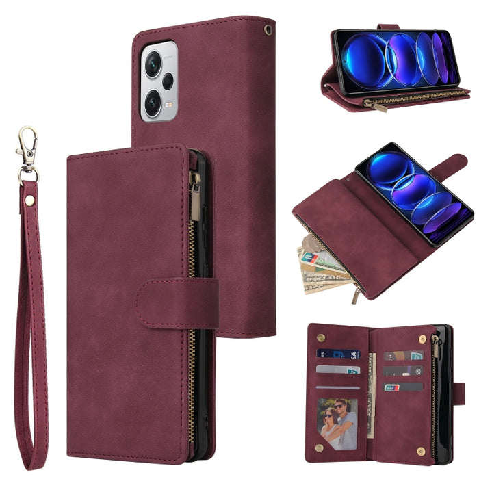 Estuche multifuncional de cuero para teléfono con billetera para múltiples tarjetas, For Samsung Galaxy A34 5G, For Samsung Galaxy A54 5G, For Xiaomi Redmi Note 12 5G, For Xiaomi Redmi Note 12 Pro 5G, For Xiaomi Redmi Note 12 Pro+ 5G                   ...