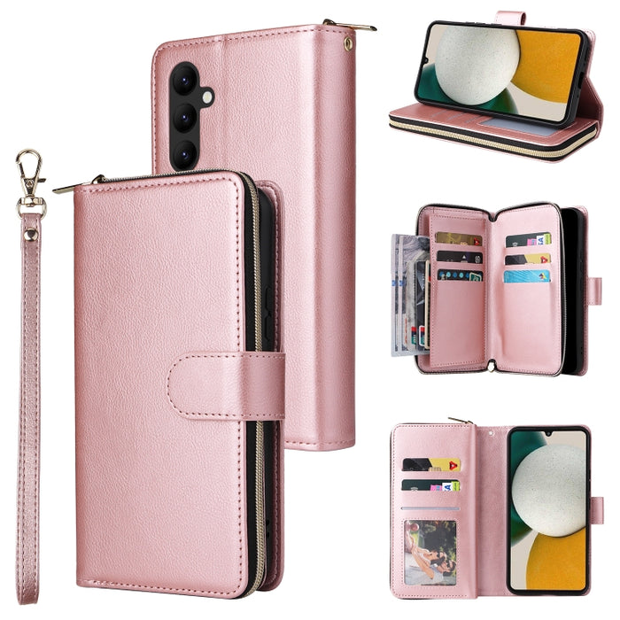 9 Ranuras para tarjetas Cremallera Monedero Funda de cuero para teléfono, For Samsung Galaxy A34, For Samsung Galaxy A54, For Xiaomi Redmi Note 12 5G Global / Poco X5, For Xiaomi Redmi Note 12 Pro 5G Speed / Note 12 Pro 5G Global / Poco X5 Pro         ...