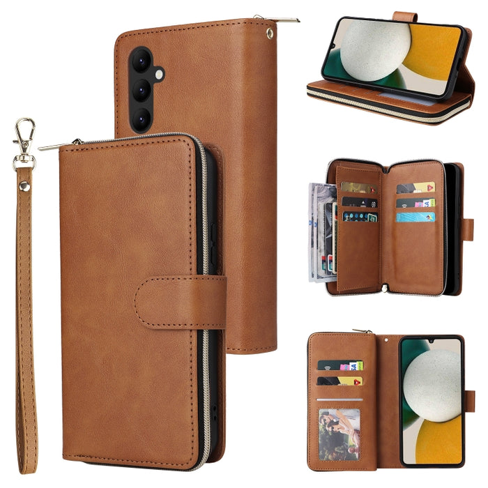 9 Ranuras para tarjetas Cremallera Monedero Funda de cuero para teléfono, For Samsung Galaxy A34, For Samsung Galaxy A54, For Xiaomi Redmi Note 12 5G Global / Poco X5, For Xiaomi Redmi Note 12 Pro 5G Speed / Note 12 Pro 5G Global / Poco X5 Pro         ...