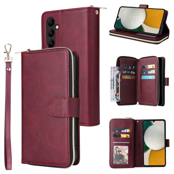 9 Ranuras para tarjetas Cremallera Monedero Funda de cuero para teléfono, For Samsung Galaxy A34, For Samsung Galaxy A54, For Xiaomi Redmi Note 12 5G Global / Poco X5, For Xiaomi Redmi Note 12 Pro 5G Speed / Note 12 Pro 5G Global / Poco X5 Pro         ...