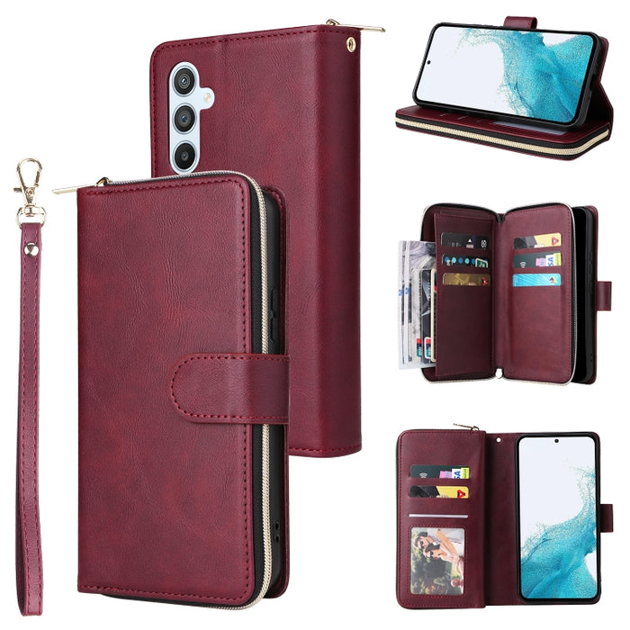 9 Ranuras para tarjetas Cremallera Monedero Funda de cuero para teléfono, For Samsung Galaxy A34, For Samsung Galaxy A54, For Xiaomi Redmi Note 12 5G Global / Poco X5, For Xiaomi Redmi Note 12 Pro 5G Speed / Note 12 Pro 5G Global / Poco X5 Pro         ...