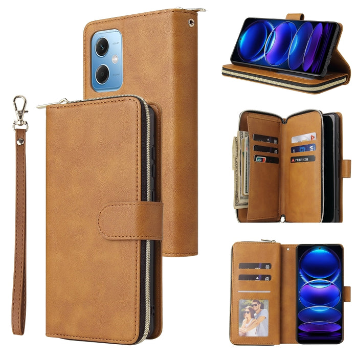 9 Ranuras para tarjetas Cremallera Monedero Funda de cuero para teléfono, For Samsung Galaxy A34, For Samsung Galaxy A54, For Xiaomi Redmi Note 12 5G Global / Poco X5, For Xiaomi Redmi Note 12 Pro 5G Speed / Note 12 Pro 5G Global / Poco X5 Pro         ...