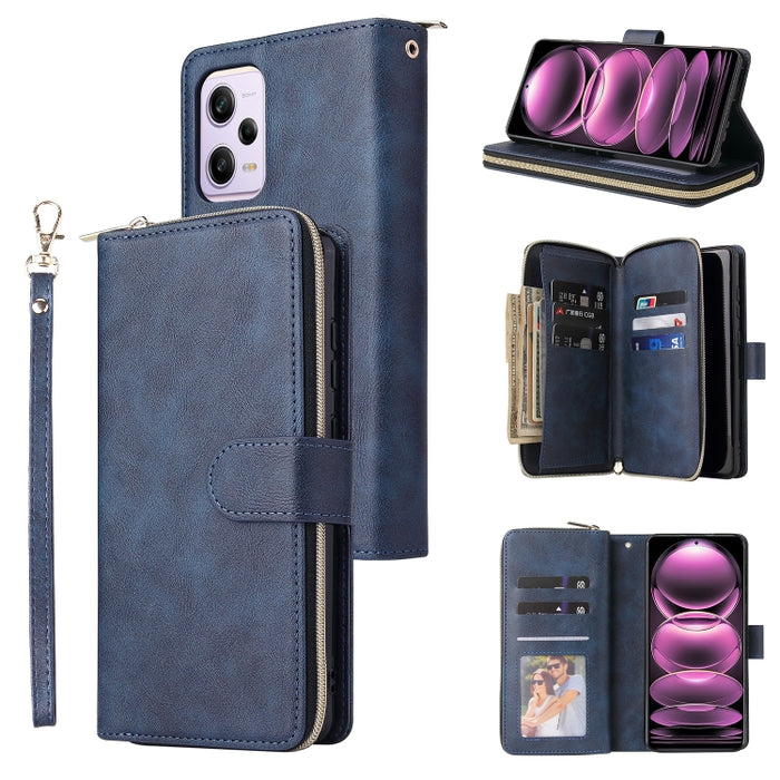 9 Ranuras para tarjetas Cremallera Monedero Funda de cuero para teléfono, For Samsung Galaxy A34, For Samsung Galaxy A54, For Xiaomi Redmi Note 12 5G Global / Poco X5, For Xiaomi Redmi Note 12 Pro 5G Speed / Note 12 Pro 5G Global / Poco X5 Pro         ...