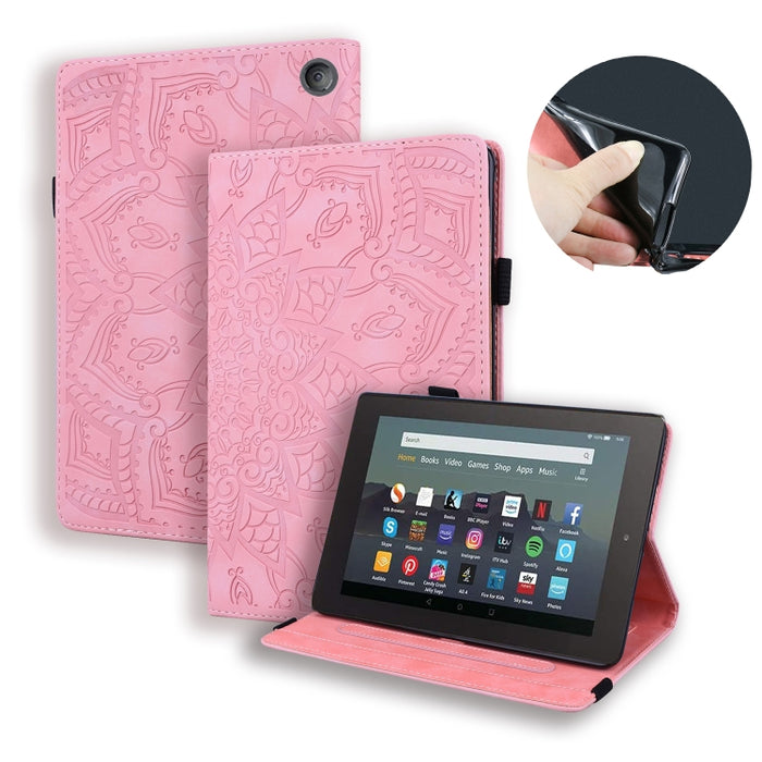 Estuche para tableta de cuero con tapa en relieve y textura de becerro, For Xiaomi Pad 5 Pro 12.4 inch, For Lenovo Tab M10 Plus 10.6 3rd Gen 2022, For Amazon Kindle Fire 7 2022