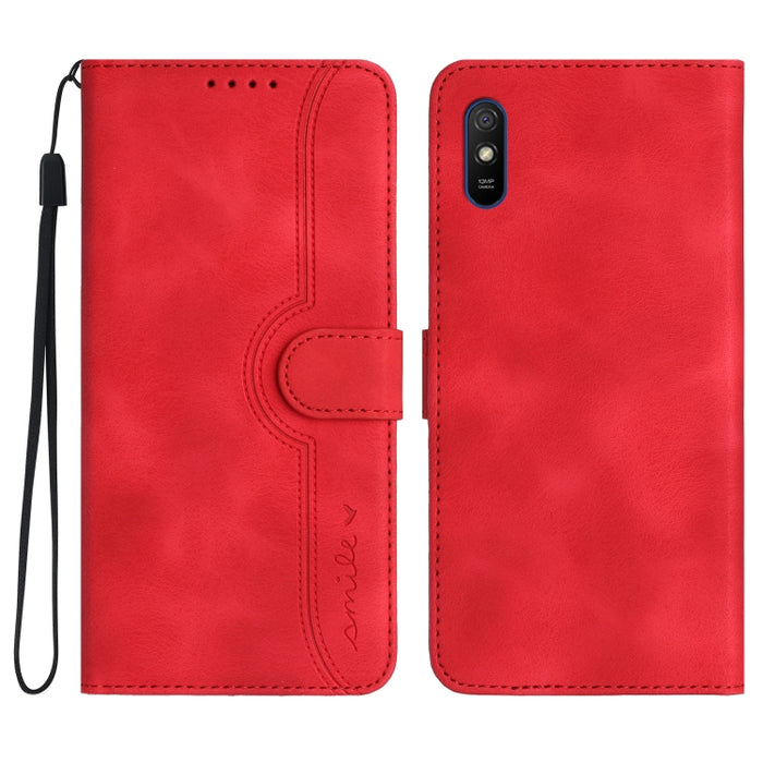 Estuche para teléfono de cuero con sensación de piel y patrón de corazón, For Xiaomi Redmi 9/9 Prime/Poco M2, For Xiaomi Redmi 9A/9AT/9i, For Xiaomi Redmi 9C/9C NFC/Poco C3, For Xiaomi Redmi 10A 4G, For Xiaomi Redmi 10C 4G Global/10 India/10 Power     ...