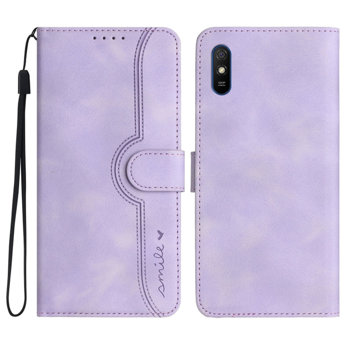 Estuche para teléfono de cuero con sensación de piel y patrón de corazón, For Xiaomi Redmi 9/9 Prime/Poco M2, For Xiaomi Redmi 9A/9AT/9i, For Xiaomi Redmi 9C/9C NFC/Poco C3, For Xiaomi Redmi 10A 4G, For Xiaomi Redmi 10C 4G Global/10 India/10 Power     ...