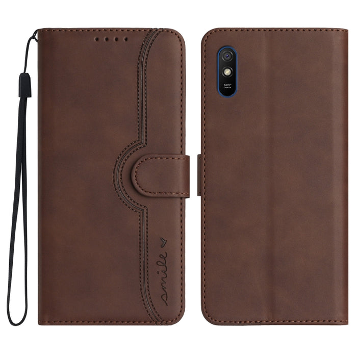 Estuche para teléfono de cuero con sensación de piel y patrón de corazón, For Xiaomi Redmi 9/9 Prime/Poco M2, For Xiaomi Redmi 9A/9AT/9i, For Xiaomi Redmi 9C/9C NFC/Poco C3, For Xiaomi Redmi 10A 4G, For Xiaomi Redmi 10C 4G Global/10 India/10 Power     ...