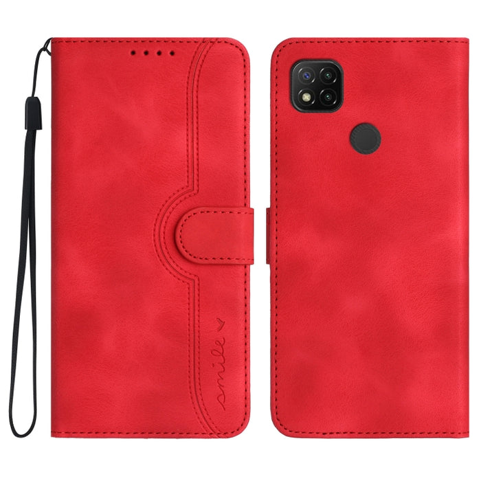 Estuche para teléfono de cuero con sensación de piel y patrón de corazón, For Xiaomi Redmi 9/9 Prime/Poco M2, For Xiaomi Redmi 9A/9AT/9i, For Xiaomi Redmi 9C/9C NFC/Poco C3, For Xiaomi Redmi 10A 4G, For Xiaomi Redmi 10C 4G Global/10 India/10 Power     ...