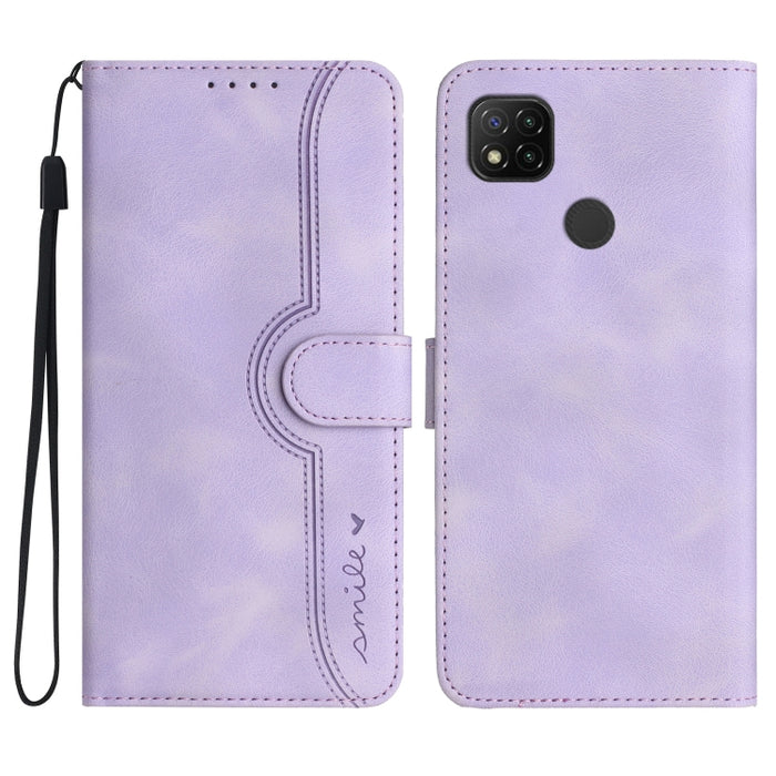 Estuche para teléfono de cuero con sensación de piel y patrón de corazón, For Xiaomi Redmi 9/9 Prime/Poco M2, For Xiaomi Redmi 9A/9AT/9i, For Xiaomi Redmi 9C/9C NFC/Poco C3, For Xiaomi Redmi 10A 4G, For Xiaomi Redmi 10C 4G Global/10 India/10 Power     ...