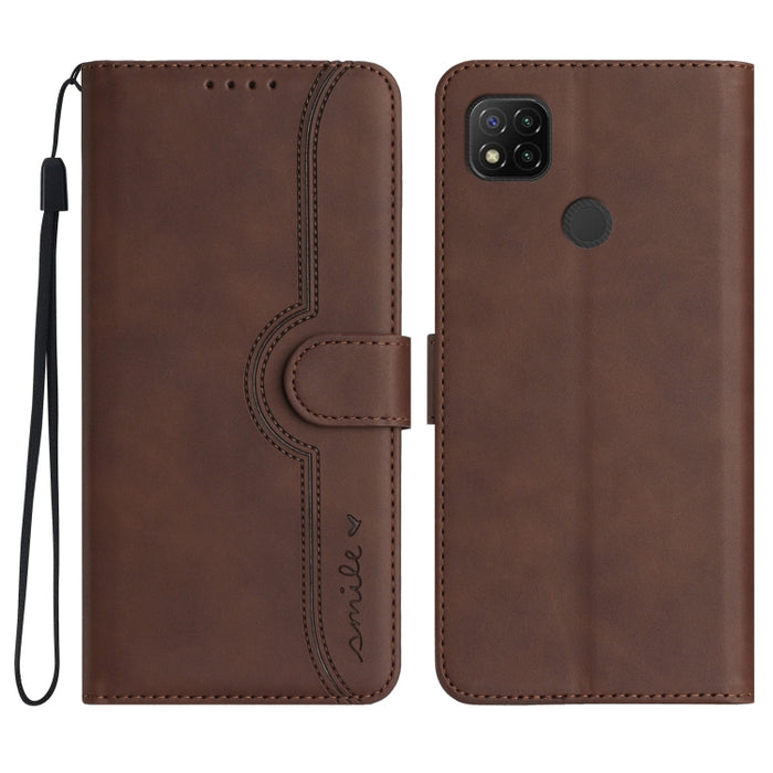 Estuche para teléfono de cuero con sensación de piel y patrón de corazón, For Xiaomi Redmi 9/9 Prime/Poco M2, For Xiaomi Redmi 9A/9AT/9i, For Xiaomi Redmi 9C/9C NFC/Poco C3, For Xiaomi Redmi 10A 4G, For Xiaomi Redmi 10C 4G Global/10 India/10 Power     ...