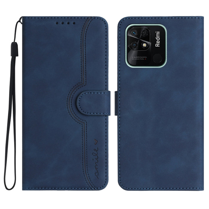 Estuche para teléfono de cuero con sensación de piel y patrón de corazón, For Xiaomi Redmi 9/9 Prime/Poco M2, For Xiaomi Redmi 9A/9AT/9i, For Xiaomi Redmi 9C/9C NFC/Poco C3, For Xiaomi Redmi 10A 4G, For Xiaomi Redmi 10C 4G Global/10 India/10 Power     ...