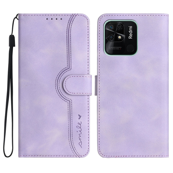 Estuche para teléfono de cuero con sensación de piel y patrón de corazón, For Xiaomi Redmi 9/9 Prime/Poco M2, For Xiaomi Redmi 9A/9AT/9i, For Xiaomi Redmi 9C/9C NFC/Poco C3, For Xiaomi Redmi 10A 4G, For Xiaomi Redmi 10C 4G Global/10 India/10 Power     ...