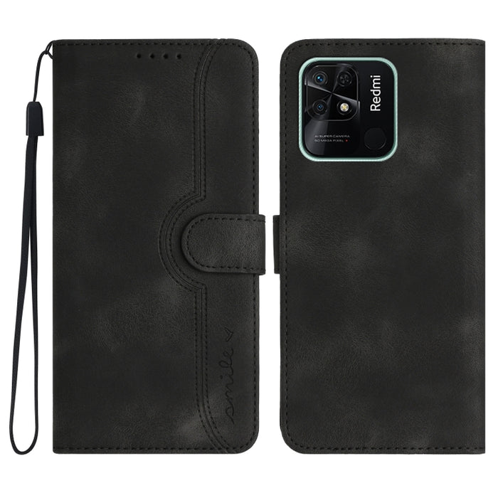 Estuche para teléfono de cuero con sensación de piel y patrón de corazón, For Xiaomi Redmi 9/9 Prime/Poco M2, For Xiaomi Redmi 9A/9AT/9i, For Xiaomi Redmi 9C/9C NFC/Poco C3, For Xiaomi Redmi 10A 4G, For Xiaomi Redmi 10C 4G Global/10 India/10 Power     ...