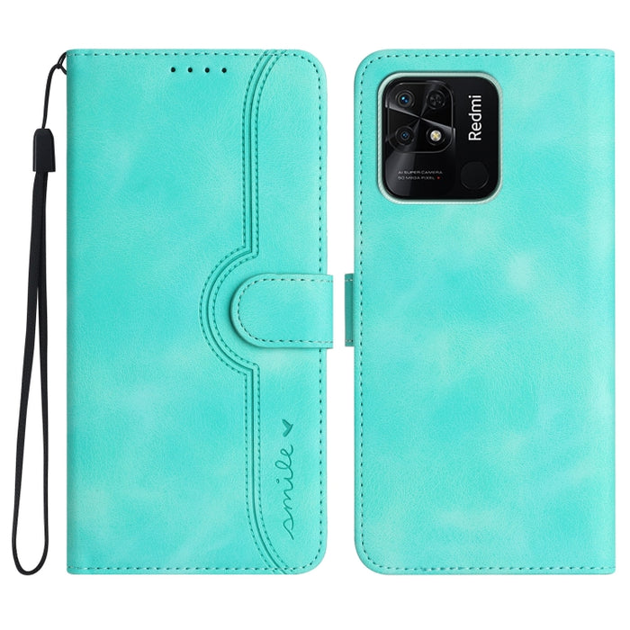 Estuche para teléfono de cuero con sensación de piel y patrón de corazón, For Xiaomi Redmi 9/9 Prime/Poco M2, For Xiaomi Redmi 9A/9AT/9i, For Xiaomi Redmi 9C/9C NFC/Poco C3, For Xiaomi Redmi 10A 4G, For Xiaomi Redmi 10C 4G Global/10 India/10 Power     ...