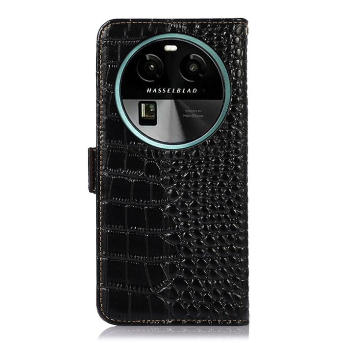 Estuche para teléfono de piel de vaca con capa superior de cocodrilo, For OPPO Find X6, For OPPO Find X6 Pro, For Xiaomi Redmi Note 12 4G Global